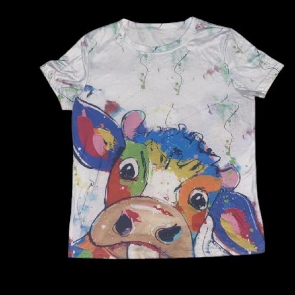 Colorful Cow Print T-Shirt